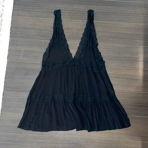 Black tank top dress with lace detail